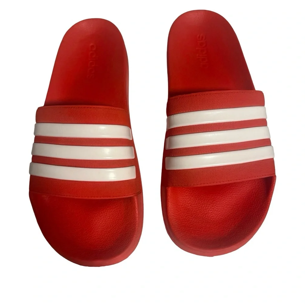 Adidas Men’s Red Sportswear Adilette Cloudfoam Shower Sliders EUC Size 13